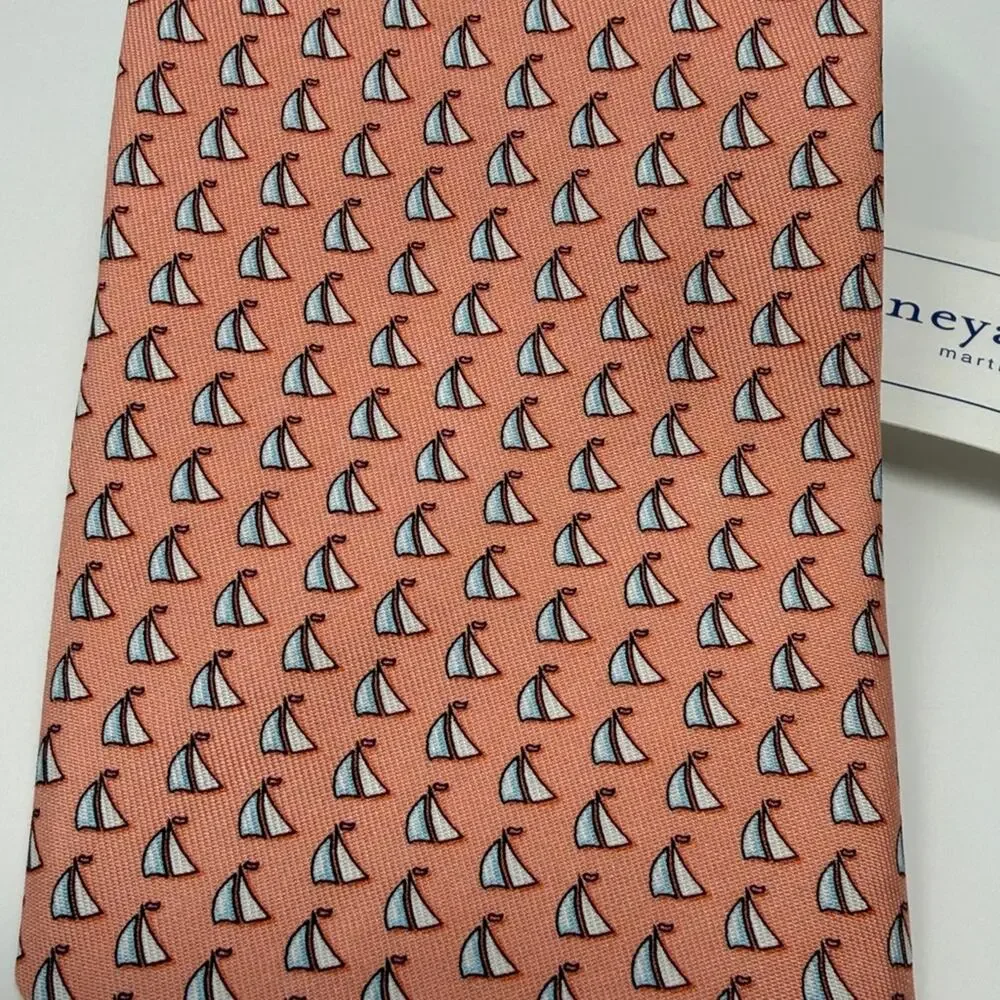 Vineyard Vines Men's 100% Silk Tie - Sailboat Orange - New with tags